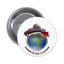 Dome of the rock, the world, Palestine flag Buttons