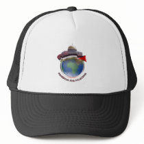 Dome of the rock, the world, Palestine flag Trucker Hat