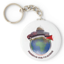 Dome of the rock, the world, Palestine flag Key Chains