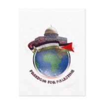 Dome of the rock, the world, Palestine flag Post Cards