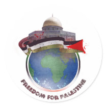 Dome of the rock, the world, Palestine flag Round Stickers