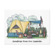 Dome Tent Camper Camping Post Cards