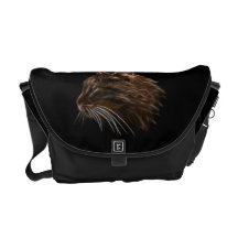 Domestic Cat Kitten Head Fractal Profile Courier Bags