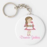 Domestic Goddess (brown hair) Key Chain
