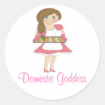 Domestic Goddess (brown hair) Sticker