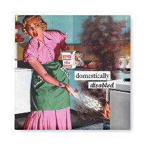 Domestically Disabled Snarky Funny Vintage Refrigerator Magnet