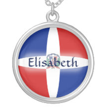 Dominican Rep. Flag + Name Necklace