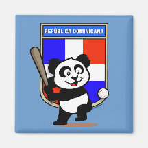 Dominican Republic Baseball Panda Magnet