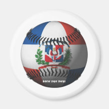 Dominican Republic Flag Covered Baseball Magnet