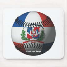 Dominican Republic Flag Covered Baseball Mouse Pads