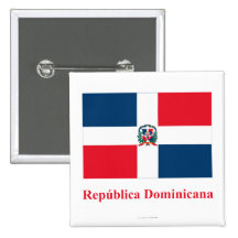 Dominican Republic Flag with Name in Spanish Button