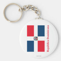 Dominican Republic Flag with Name in Spanish Keychains