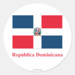 Dominican Republic Flag with Name in Spanish Round Stickers