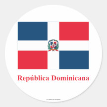 Dominican Republic Flag with Name in Spanish Round Stickers