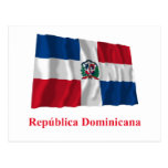 Dominican Republic Waving Flag w/ Name in Spanish Postcards
