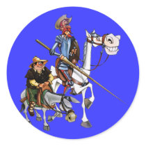 DON QUIJOTE, SANCHO, ROCINANTE y RUCIO - Cervantes Round Stickers