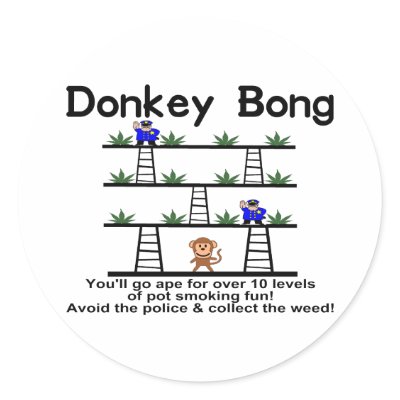 Donkey Bong Round Stickers by goldnsun