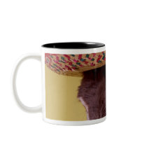 Donkey (Equus hemonius) wearing straw hat Coffee Mugs