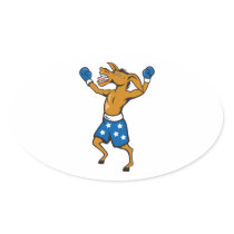 Donkey Jackass Boxer Victory Democrat Oval Sticker