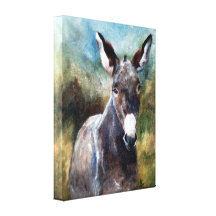 Donkey Portrait Wrapped Canvas Print