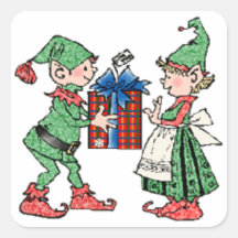 Donner vintage de cadeau d'elfes de Noël Autocollant