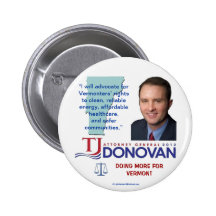 DONOVAN for Vermont Attorney General 2012 Primary  Pinback Button