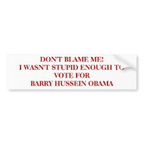 DON'T BLAME ME!I WASN'T STUPID ENOUGH TO VOTE F... BUMPER STICKERS