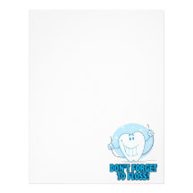 don't forget to floss flossing cartoon tooth custom letterhead