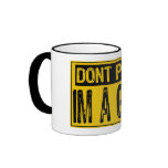 Don't Panic Sign- Im A Geek -Yellow/Black mugs