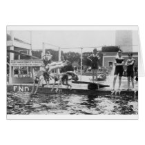 Don't SPIT in POOL 1920's Boys Swimming Diving Greeting Card
