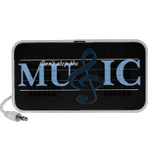 Don't Stop The Music Blue Accent Doodle Speaker