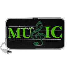 Don't Stop The Music Green Accent Doodle Speaker