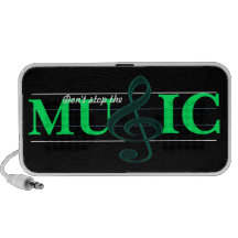 Don't Stop The Music Green Accent Doodle Speaker