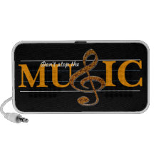 Don't Stop The Music Orange Accent Doodle Speaker
