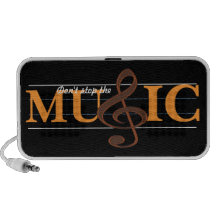 Don't Stop The Music Orange Accent Doodle Speaker