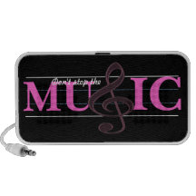 Don't Stop The Music Pink Accent Doodle Speaker