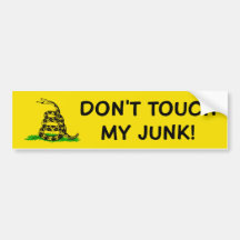 DON'T TOUCH MY JUNK GADSDEN FLAG BUMPER STICKERS