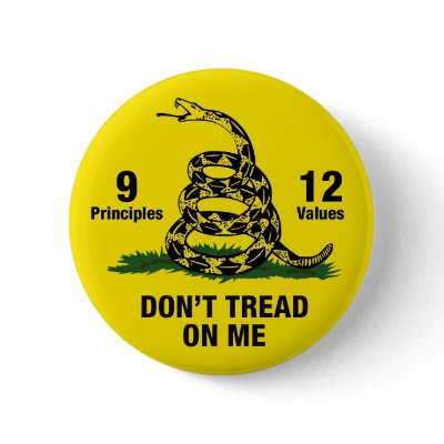 Don't Tread on Me Flag 9 Principles 12 Values Pinback Buttons by DiscoverBG