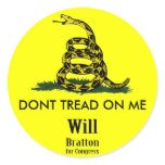 DONT TREAD ON ME, Gadsden Rattler, Will Bratton Stickers