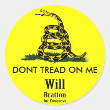 DONT TREAD ON ME, Gadsden Rattler, Will Bratton Stickers