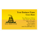 Don't Tread on Me, Yellow Gadsden Flag Ensign Business Card Template
