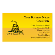 Don't Tread on Me, Yellow Gadsden Flag Ensign Business Card Template