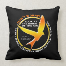 Don't Worry Christian Bird Bible Verse Religious Throw Pillow