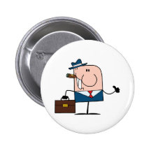 Doodle Businessman Holding A Thumb Up Pinback Button