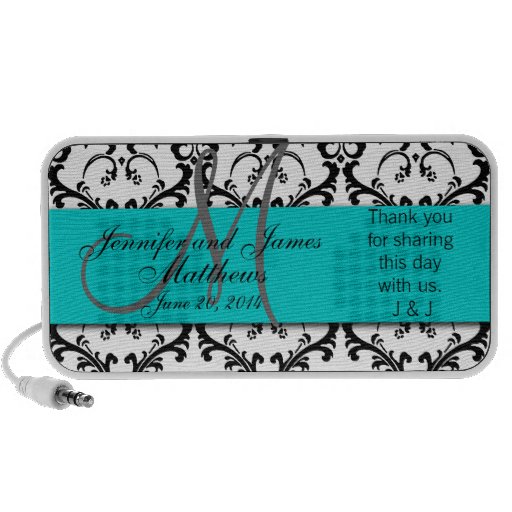 Doodle Damask Thank You Wedding Favour Custom Travel Speaker