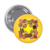 Doodle Flowers in Peach, Orange, and Gold Button
