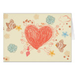 Doodle heart and birds happy mothers day card