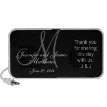 Doodle Monogram Thank You Wedding Favour Gift Mini Speaker