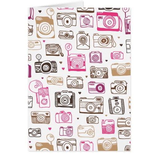 Doodle photo camera vintage card (blanco inside)