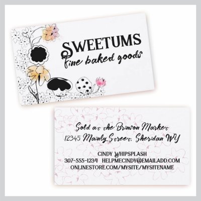 doodle sketch bakery sweets flowers business cards by chefcateringbizcards